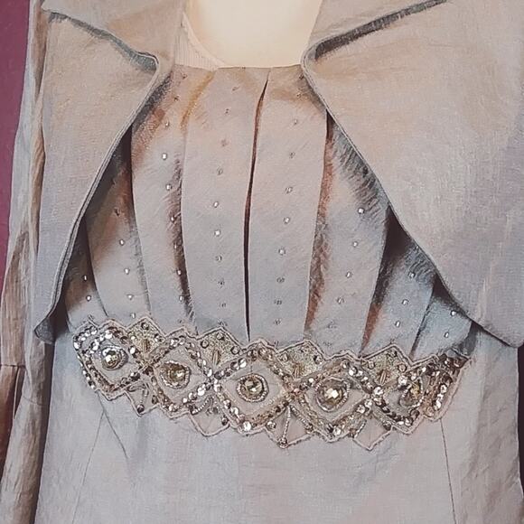 David’s Bridal Shimmer Jacket Dress Taupe 12 Women Petite - Picture 3 of 8